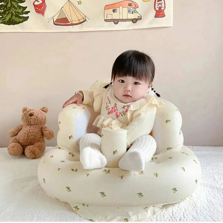 Infant Shining Baby Inflatable Sofa Children Puff Portable Bath Chairs PVC Multifunctional Seat Practice Sitting Bath Stool