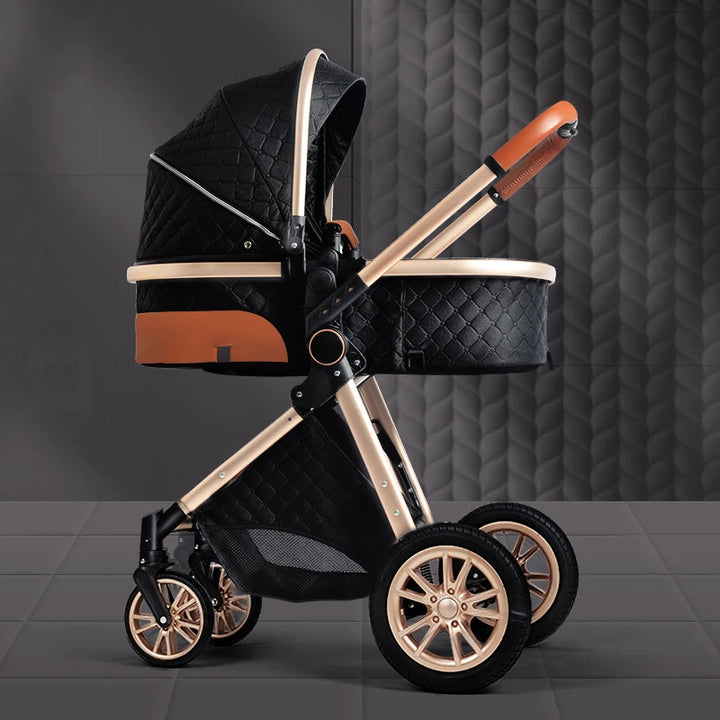 Luxury Baby Stroller 3 in 1 High Landscape Baby Cart Can Sit Can Lie Portable Pushchair Baby Cradel Infant Carrier Free Shipping