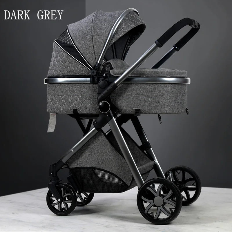 Luxury Baby Stroller 3 in 1 High Landscape Baby Cart Can Sit Can Lie Portable Pushchair Baby Cradel Infant Carrier Free Shipping