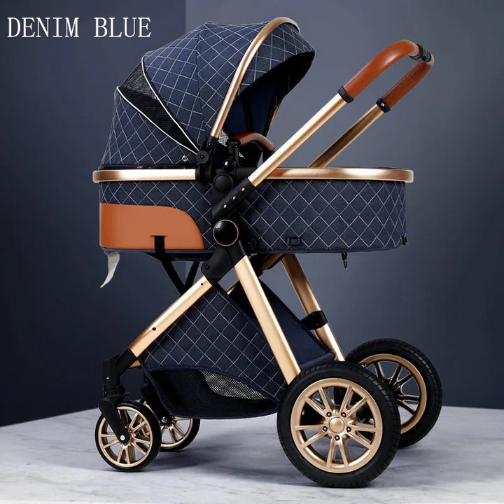 Luxury Baby Stroller 3 in 1 High Landscape Baby Cart Can Sit Can Lie Portable Pushchair Baby Cradel Infant Carrier Free Shipping