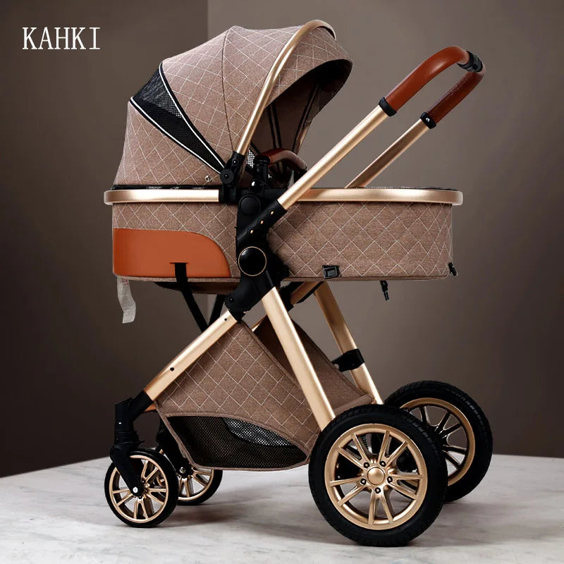 Luxury Baby Stroller 3 in 1 High Landscape Baby Cart Can Sit Can Lie Portable Pushchair Baby Cradel Infant Carrier Free Shipping