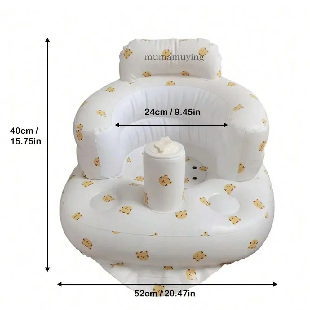 Infant Shining Baby Inflatable Sofa Children Puff Portable Bath Chairs PVC Multifunctional Seat Practice Sitting Bath Stool