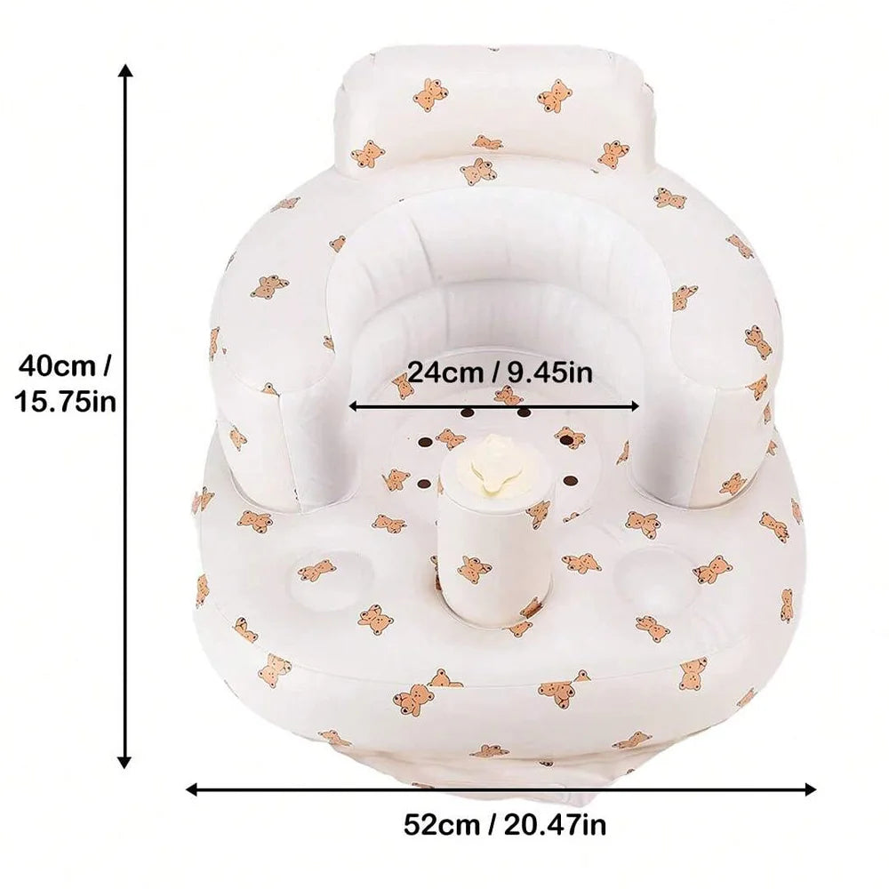 Infant Shining Baby Inflatable Sofa Children Puff Portable Bath Chairs PVC Multifunctional Seat Practice Sitting Bath Stool