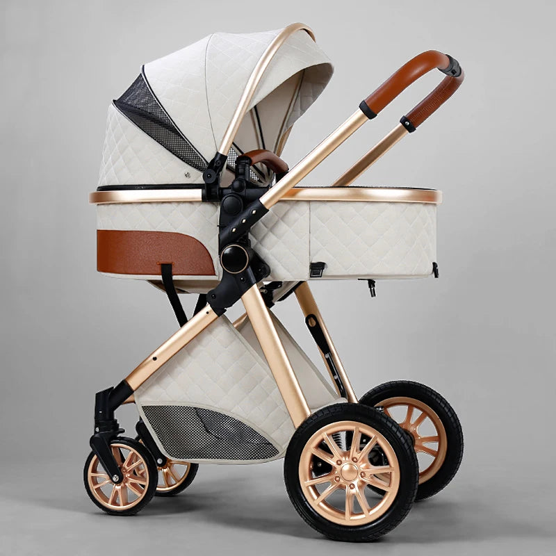 Luxury Baby Stroller 3 in 1 High Landscape Baby Cart Can Sit Can Lie Portable Pushchair Baby Cradel Infant Carrier Free Shipping