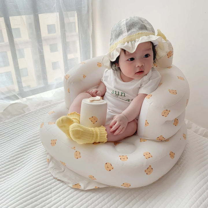 Infant Shining Baby Inflatable Sofa Children Puff Portable Bath Chairs PVC Multifunctional Seat Practice Sitting Bath Stool